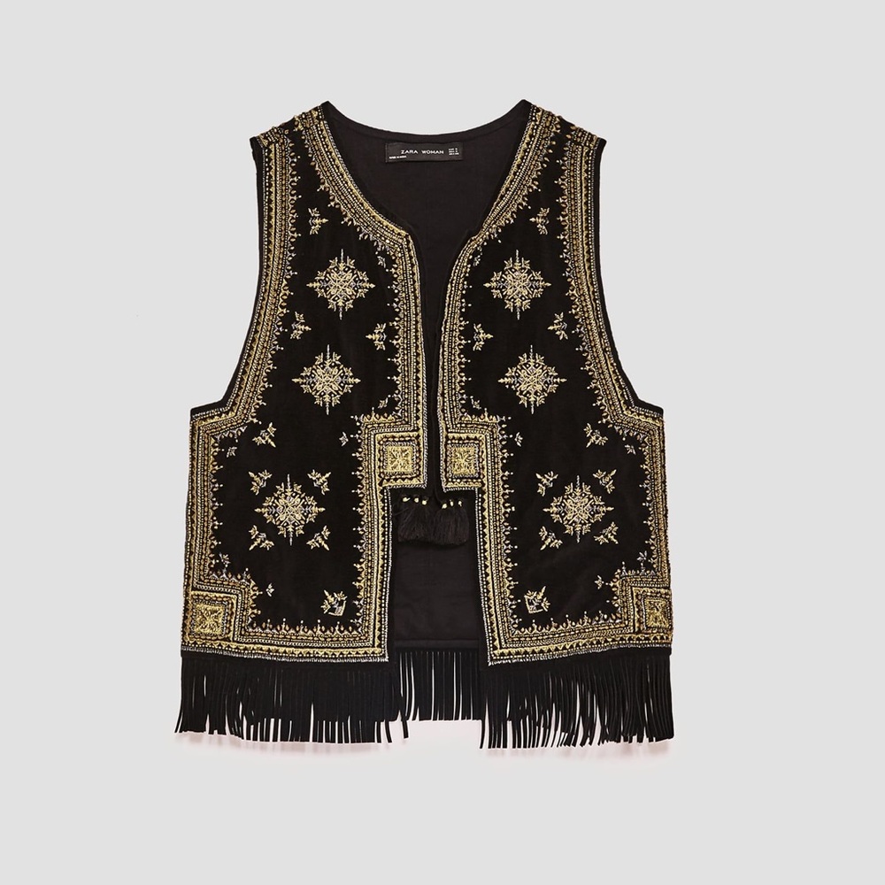 Zara Velvet Embellished Vest